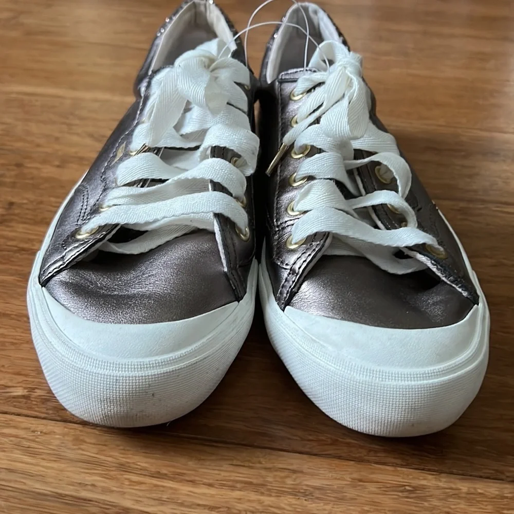 KATE SPADE KEDS Metallic Gray Sneaker sz 9